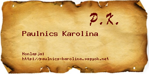 Paulnics Karolina névjegykártya